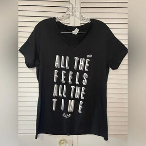 NWOT Women’s Graphic Mental Health V-Neck Tee Tshirt Black All the Feels Large